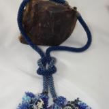 N-41 Capri Blue Crocheted Rope Tassel Necklace