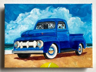 FOUR BULLDOGS IN A 51 FORD TRUCK FOUR BULLDOGS IN A 51 FORD TRUCK