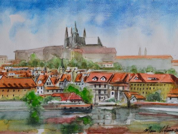 Plein air view of Prague-CZECH REPUBLIC, 28cm x 38cm, 2018