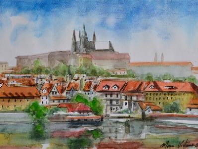 Plein air view of Prague-CZECH REPUBLIC, 28cm x 38cm, 2018