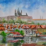 Plein air view of Prague-CZECH REPUBLIC, 28cm x 38cm, 2018