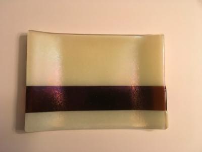 Cream irid tray with irid purple stripe Cream irid tray with irid purple stripe