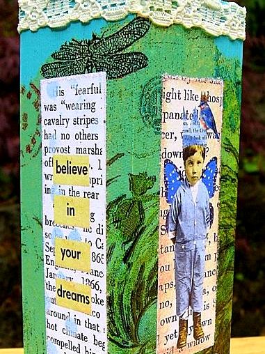 Altered Mixed Media Wood Block