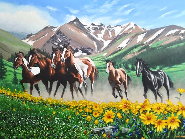 The wild horses of the Chilcotin mountains - Canada, 100cm x 80cm, 2018