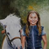 Custom watercolor portrait THE GIRL AND THE PONY, 35cm x 50cm, 2018