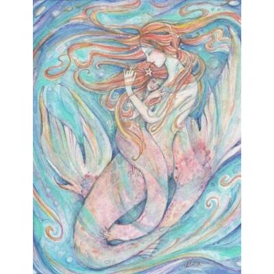 Mermaid mother and daughter print mother and child art