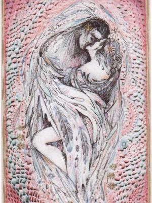 Angels Embrace limited edition print of two lovers kissing embracing romatic art