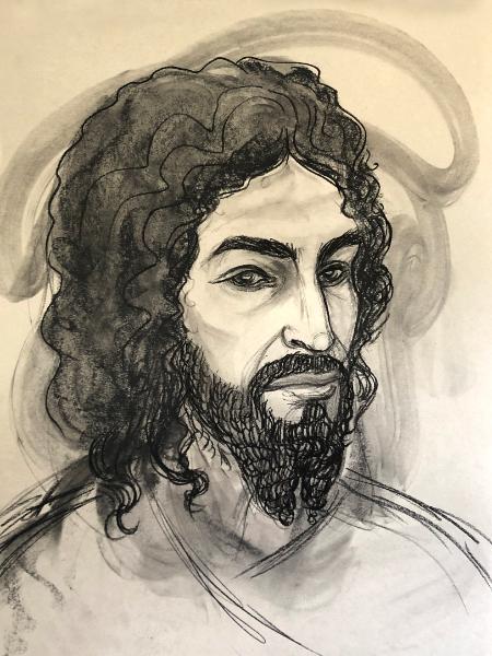 Jesus with Curly Beard