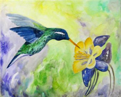 Hummingbird and Flower