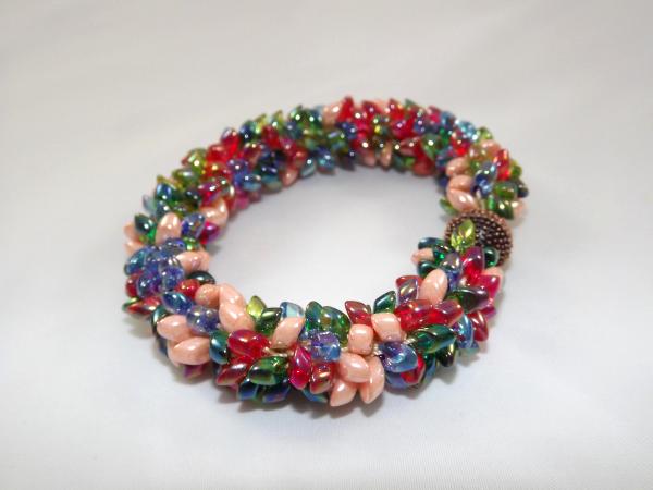 B-41 red, blue, peach, & green spikey bracelet