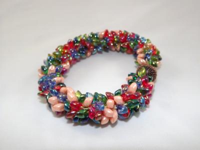 B-41 red, blue, peach, & green spikey bracelet B-41 red, blue, peach, & green spikey bracelet