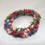 B-41 red, blue, peach, & green spikey bracelet