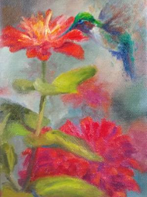 Faith (Hummingbird with Zinnias)