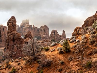 Morning Fog on the Arches Primitive Trail Morning Fog on the Arches Primitive Trail