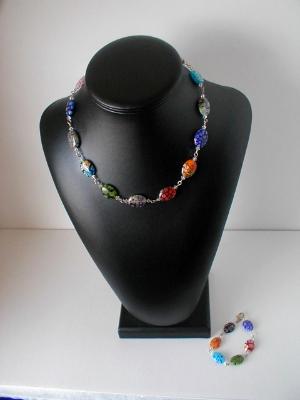 Multicolored Millefiori Glass Necklace