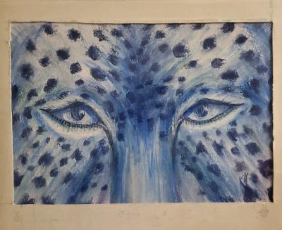 Monochromatic Blue Snow Leopard 