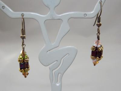 E-57 Bronze Beaded Bead Earrings