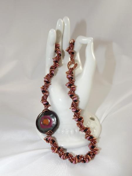 N-130 Reversible Kazuri Focal Bead Necklace