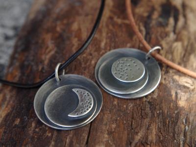 *SOLD OUT* Full moon and crescent moon sterling silver necklaces *SOLD OUT* Full moon and crescent moon sterling silver necklaces