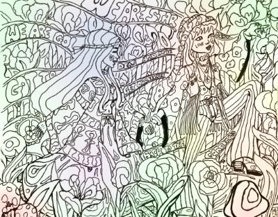 Peace and Love in the Garden, 14x17, ink on paper. 2021. Peace and Love in the Garden, 14x17, ink on paper. 2021.