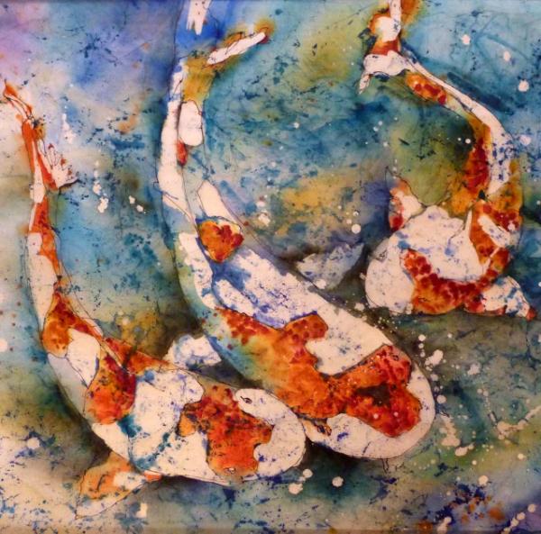 Koi Watercolor Batik 20" x 20"