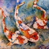 Koi Watercolor Batik 20" x 20"