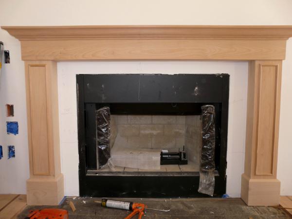 Custom solid alder fireplace mantle