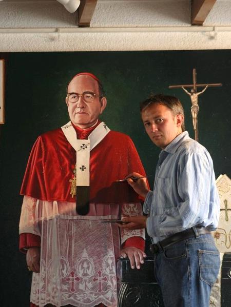 Oil portrait of Cardinal RAUL VELA, 196cm x 126cm, 2014
