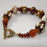 B-45 brown beaded bead & lampwork bead bracelet