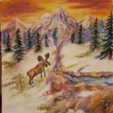 Moose in Mountain landscape 