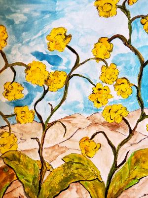 Flowers dancing beneath a blue sky. Flowers dancing beneath a blue sky.