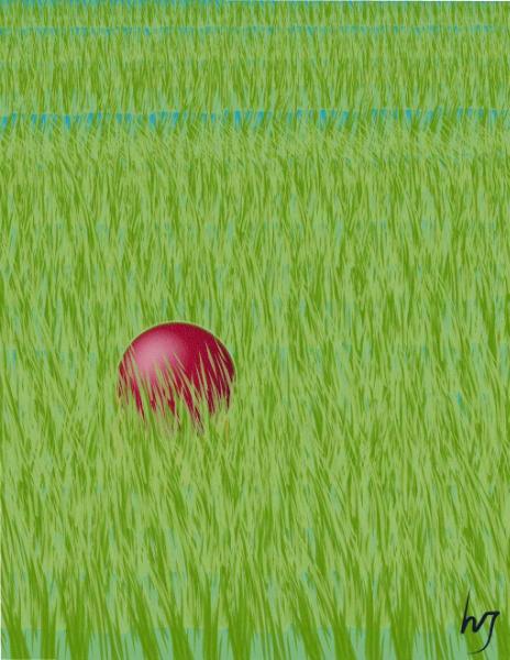 red ball all alone in marsh