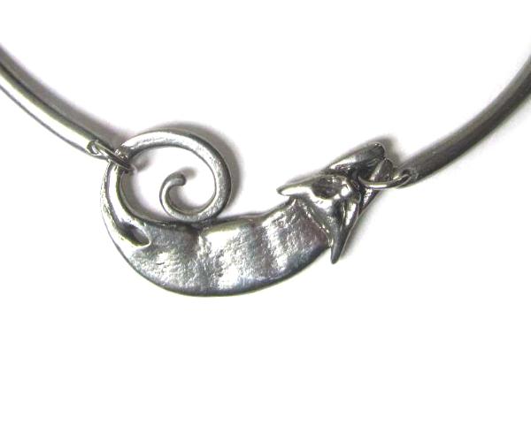 Gorgeous Cat necklace choker style in pewter by Liza Paizis