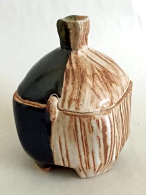 Cover Vase Black, Tan and Brown Striped