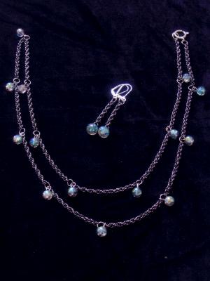 Double Wrap Necklace 34" and Earrings (set)