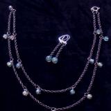 Double Wrap Necklace 34" and Earrings (set)