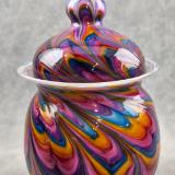 #07022607  Jar with lid Rainbow TieDie 9.25''HX5.5''W $300.00