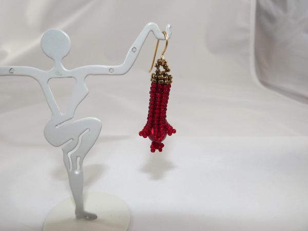 E-140 Dark Red Flower Earrings