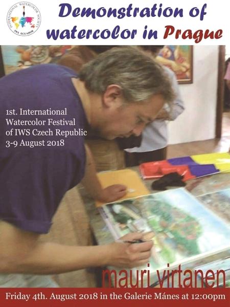 Watercolor demonstration in Prague-Czech Republic, 04.08.2018