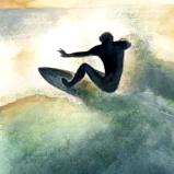 Sunset Surf - watercolor (SOLD)