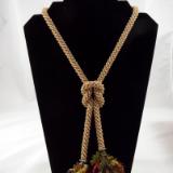 N-10 Ecru Crocheted Rope Tassel Necklace