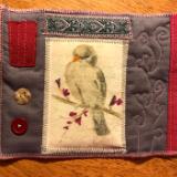 Textile Art Small Wall Quilt with Vintage Bird