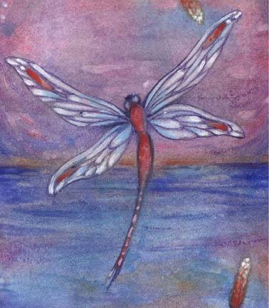 Purple Dragonflies tranquility zen art print
