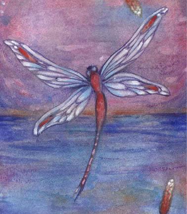 Purple Dragonflies tranquility zen art print