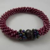 B-30 sparkling magenta crocheted rope bracelet