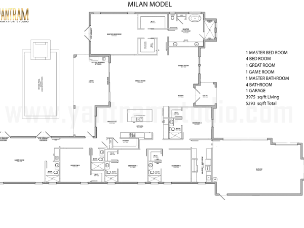 2D Floor Plan Development by Yantram Architectural Design Studio, Pearland - Texas
