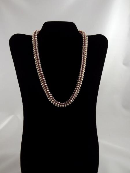 N-108 Woven Necklace w/Swarovski Crystal Pearls
