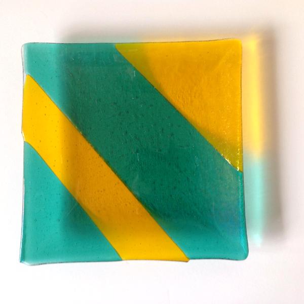 Turquoise/gold irid tray 7x7