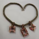 N-27 Olive Green & Pink Charm Necklace