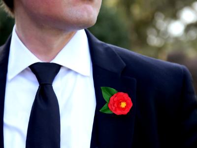 Red Camellia Boutonniere Red Camellia Boutonniere